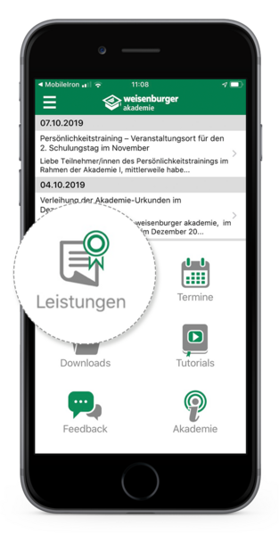 AkademieApp Leistungsbereich