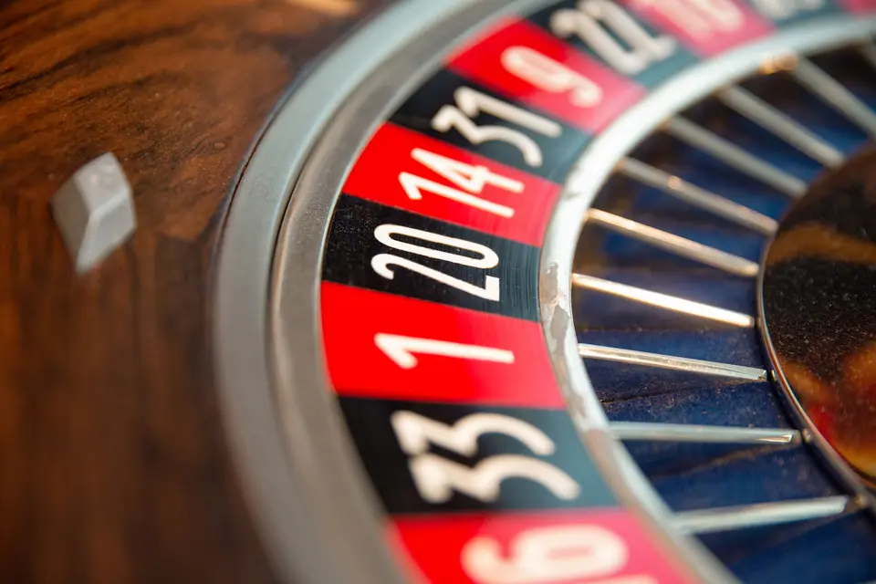 Roulette wheel with numbers Close-up of a roulette wheel