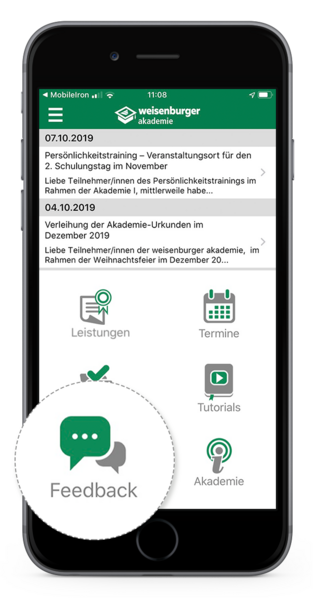 AkademieApp Feedbackbereich