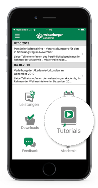 AkademieApp Tutorialbereich