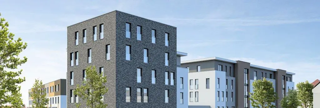 Visualization_Baden-Baden A visualization of residential houses at the day with a blue sky