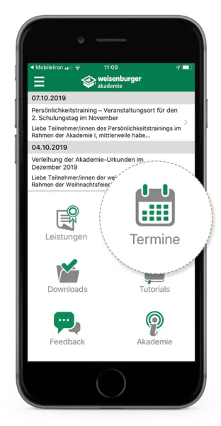 AkademieApp Terminbereich
