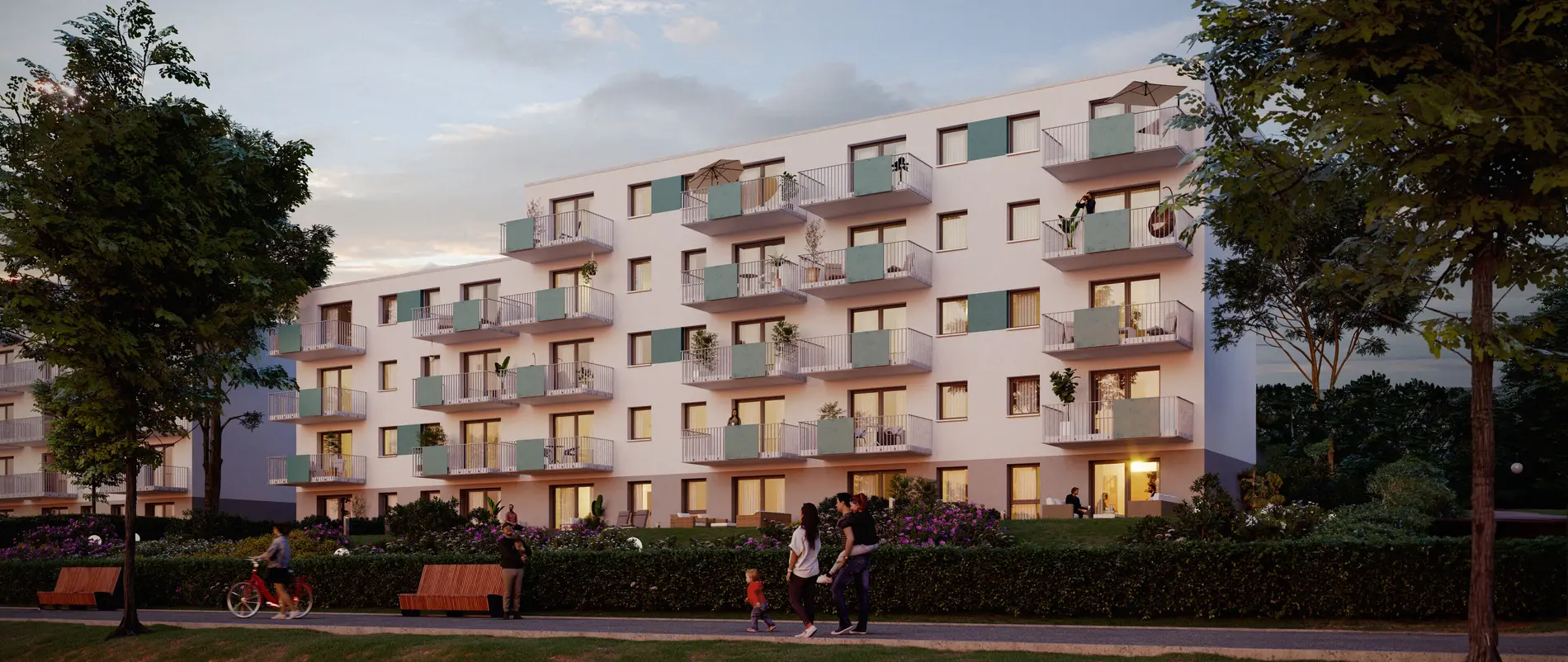 weisenburger Neubau Mehrfamilienhaus mit Balkonen Mehrfamilienhaus mit vielen Wohneinheiten, Gartenzugang und Flachdach